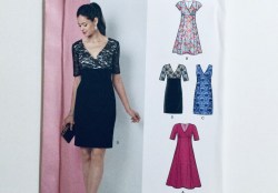 6410 K NEW LOOK CROSS OVER DEEP V SHORT SLEEVE DRESS PATTERN 10-22 NEW